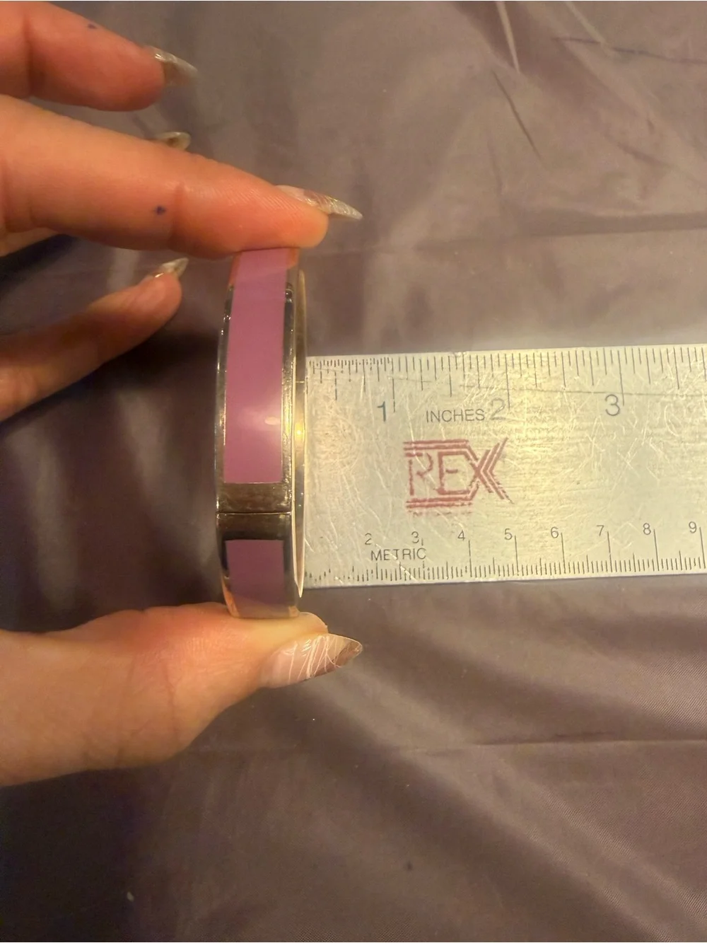 COACH Women's C Logo Hinged Bangle Bracelet Gold St Steel & Purple Enamel